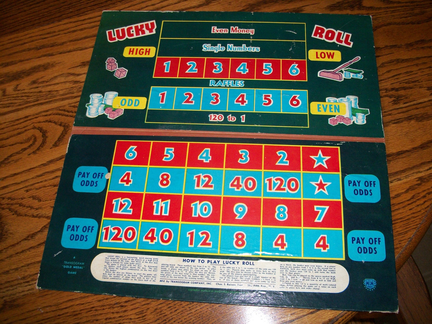 Vintage Michigan Rummy / Lucky Roll Game Board