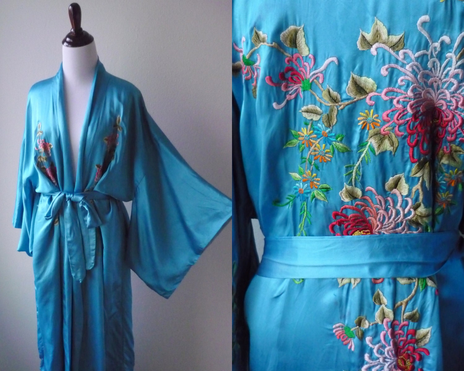 Vintage Silk Kimono Robe