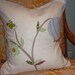 Applique Floral Pillow, multi color with green silk back (right)
