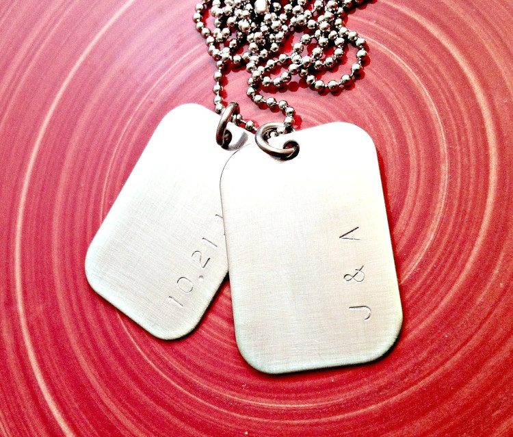 Personalized Dog Tags Hand Stamped Mens by ForeverHeartPrints