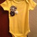 Unique Baby Girl Onesie in Yellow With Gray Handmade Flowers