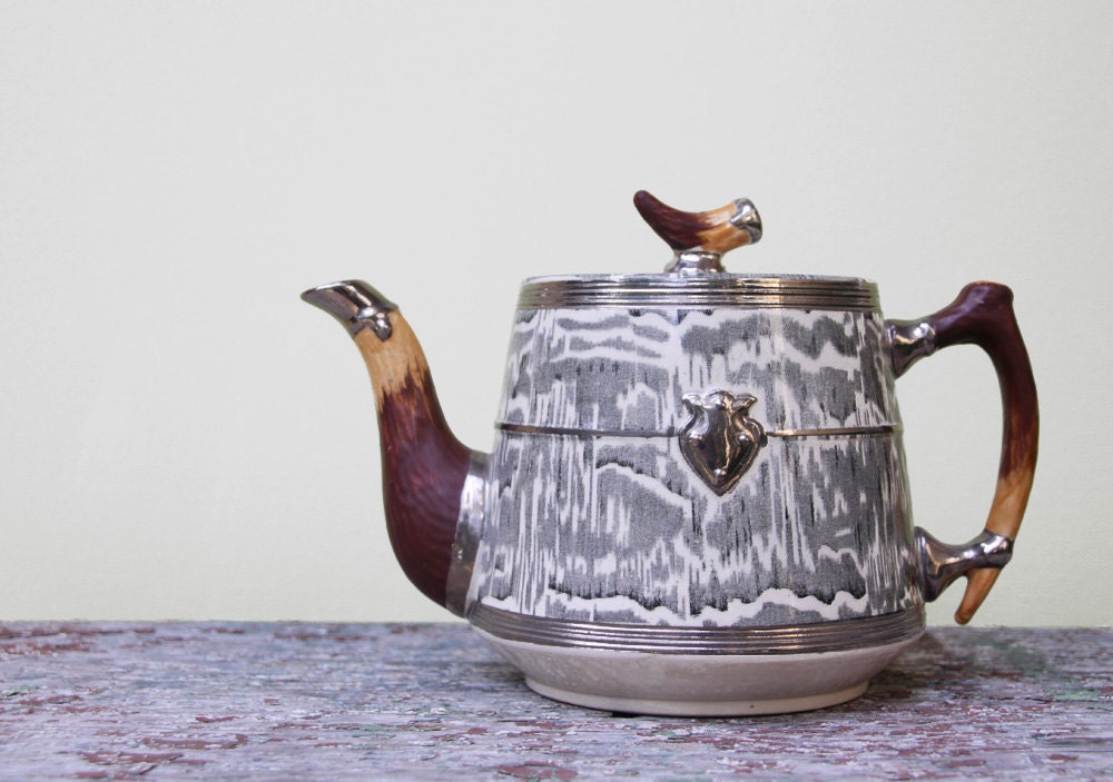 vintage arthur wood silver shield teapot