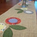 Retro Rustic Vintage Flower Burlap Table Runner