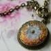 Lace Pattern, Art Glass Necklace, Button Jewelry, Iridescent, Golden Pink, Glass Button Jewelry, Toggle Necklace