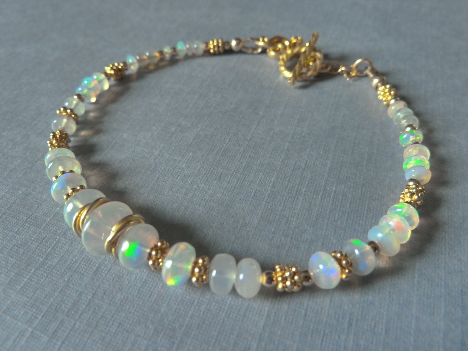 Opal Bracelet Ethiopian Fire Opals Gold Filled Spacers and