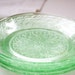 Set of 5 Green Depression Glass Small Plates