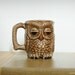 Vintage 70's Glossy Sleepy Owl Coffee Mug Handpainted
