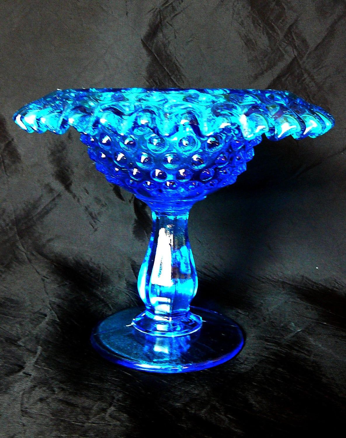 Fenton Blue Glass Candy Dish