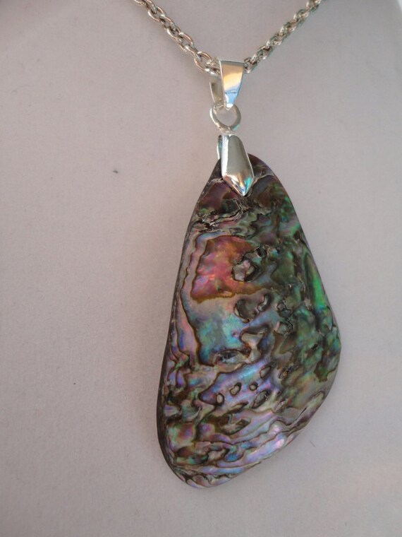 Genuine abalone seashell necklace by atreasurefromthesea on Etsy