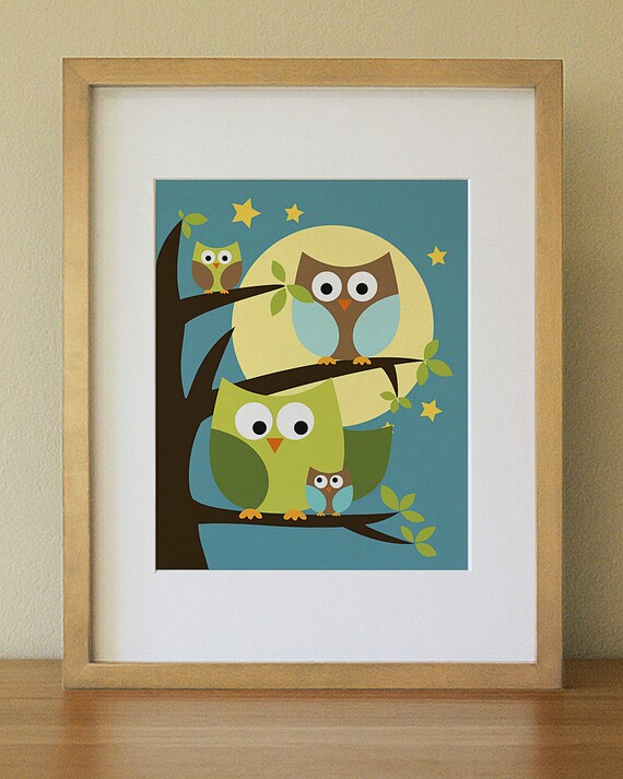 Items similar to Owl . Baby Nursery Wall Art . Children Wall Art on Etsy