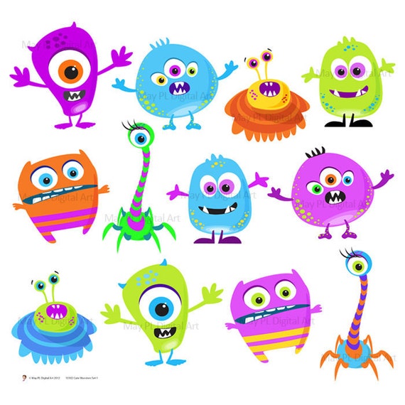 Monster Clipart Clip Art Digital Monster Cute by MayPLDigitalArt