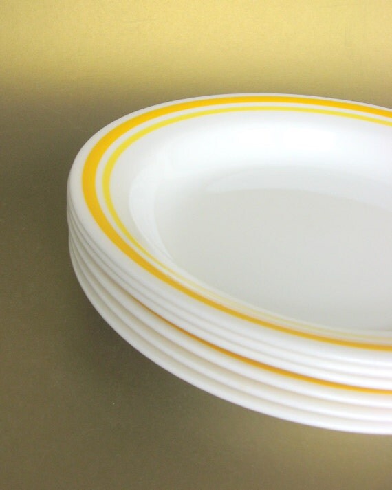 Set of 6 Corelle Citrus Bowls Flat Rim Yellow