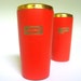 Mid-Century Orange & Gold Salt and Pepper Shakers, Wood and Plastic 1970s