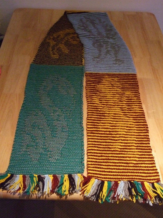 Knitted Harry Potter House Illusion Scarf PDF Pattern Chart
