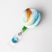 Aqua and Orange Swirl - Designer Badge Reels - Hand Painted - Badge ID Holder Retractable - Unique Name Badge Reels - BadgeBlooms