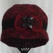 Womans Crochet Hat, Handmade Beanie, Vintage Style Hat, Red Acrylic Fiber, Vintage Button Accent, OOAK, Winter Hat