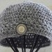 Womens Beanie Hat, Handmade Beanie Hat, Crochet Hat, Cotton Beanie, Spring Gray Hat, OOAK, Unique