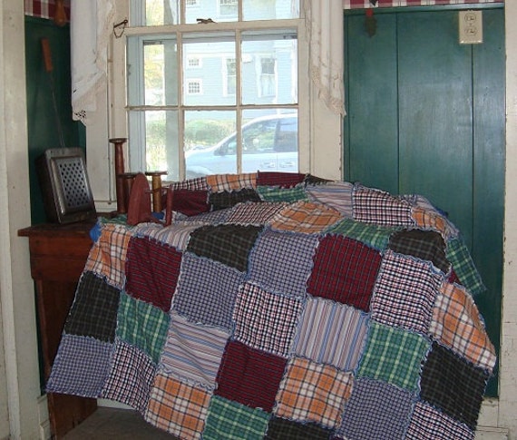 Items similar to Rag quilt  made from re purposed men s 