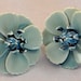 Vintage Enamel Blue Flower Earrings MOD