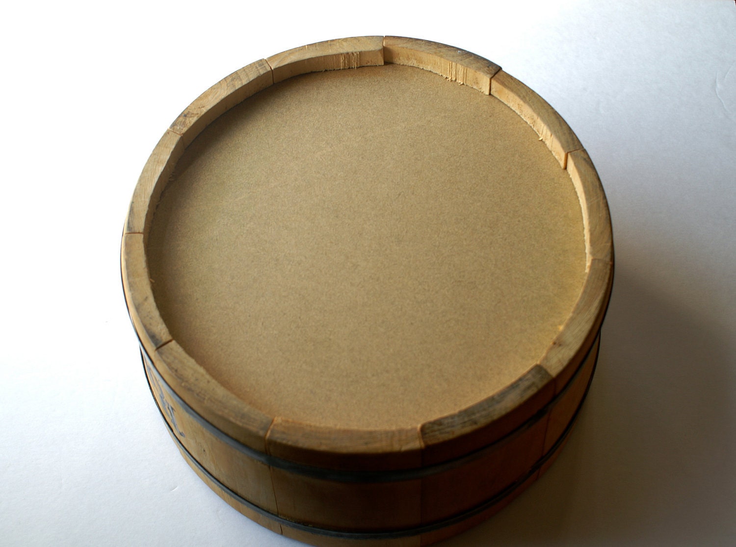 Vintage Popcorn Barrel Bowl Wooden Bucket with Removable Red