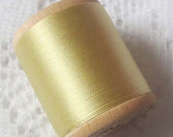 Antique 1930's Corticelli Pure Silk Hand Sewing Embroidery Thread 100 Yard Spool Pale Yellow Whisp