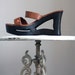 Cut out wood platform wedge shoes