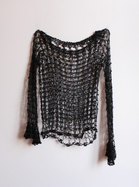 Black fishnet crochet sweater