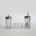 A lovely vintage glass and silver plated cruet set...salt, pepper and mustard with little spoon