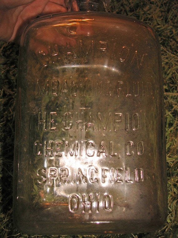 Antique Embalming Fluid Bottle Rare Champion from Springfield