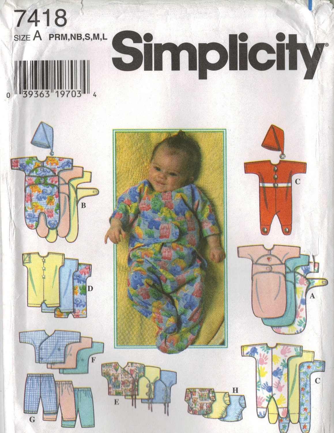 Simplicity Sewing Pattern 7418 Babies' and Preemies'