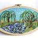 RESERVED - Hand Embroidered Weeping Willow with Blue Sky - colorful decoration, beautiful art, oval hoop art, nature, home decor