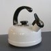 Vintage DANSK Modernist 2 Qt. White Enamelware Whistling TEA KETTLE Danish Modern Retro Design Excellent Condion Very Clean