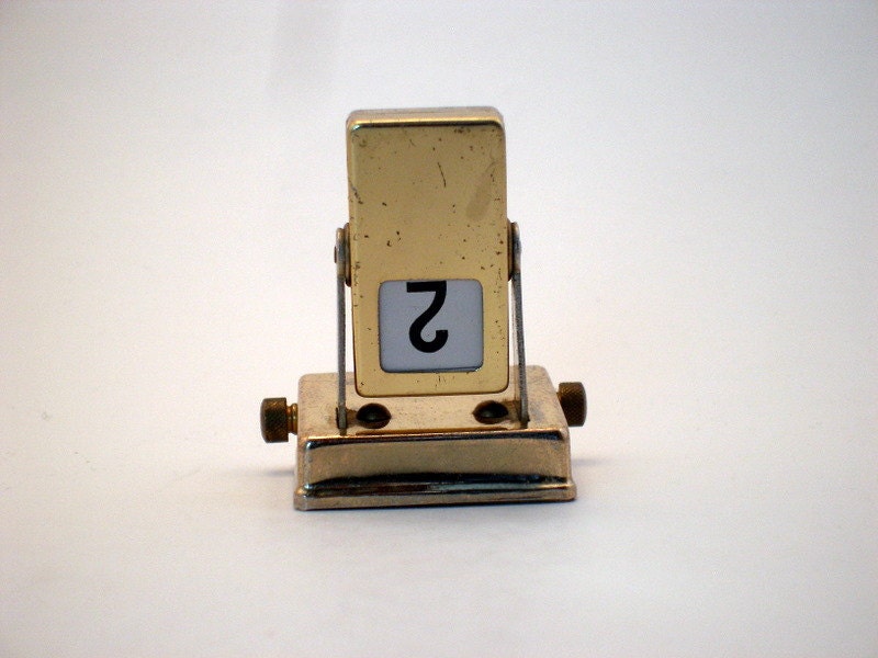 Vintage Brass Flip Desk Calendar Mid Century Japan