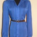 Elizabethan Blue Seethrough Blouse // Vintage FSA Collection FRILLY Pleated High Collar Puffed Sleeve 80's Button Shirt Top Size 14 Boho