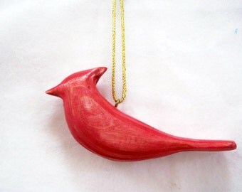 Cardinal Christmas ornament,hand carved and painted bird carving by Randy & Elaine Fisher ,FISHER WILDLIFE