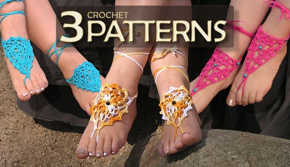 Barefoot Sandals, 3 Crochet PDF Patterns, How to, Instructions, DIY ...