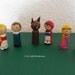 6 wood finger puppets play set Grimms fairy tales
