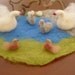 OOAK handmade needle felted swan family, birds and pond, nature table Waldorf animals seasonal table
