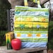 Handmade quilted toddler boys tote bag, book bag, toy tote, lunch sack