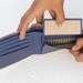 Personalized name emboss - Blue light brown leather wallet.