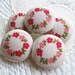 Fabric Buttons, Fabric covered button, Vintage Brown Pink Red green Flower wreth Set 5pcs,18mm, woman, summer, spring, cute,flower, handmade