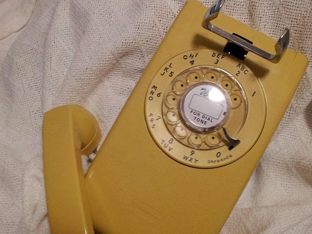 WORKING Yellow Wall Rotary Phone