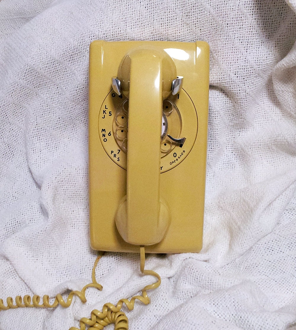 WORKING Yellow Wall Rotary Phone