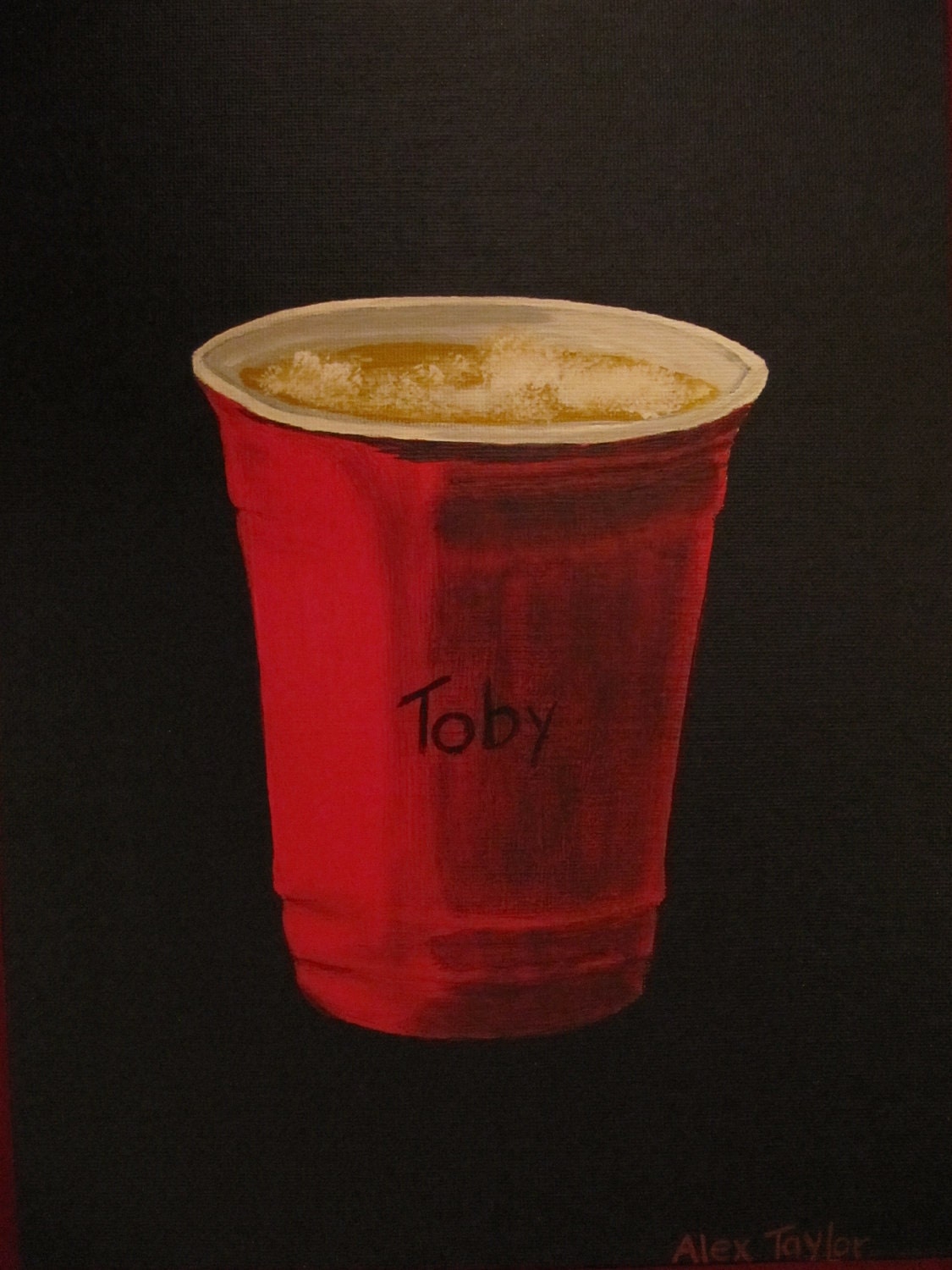 Original acrylic painting of a red Solo cup