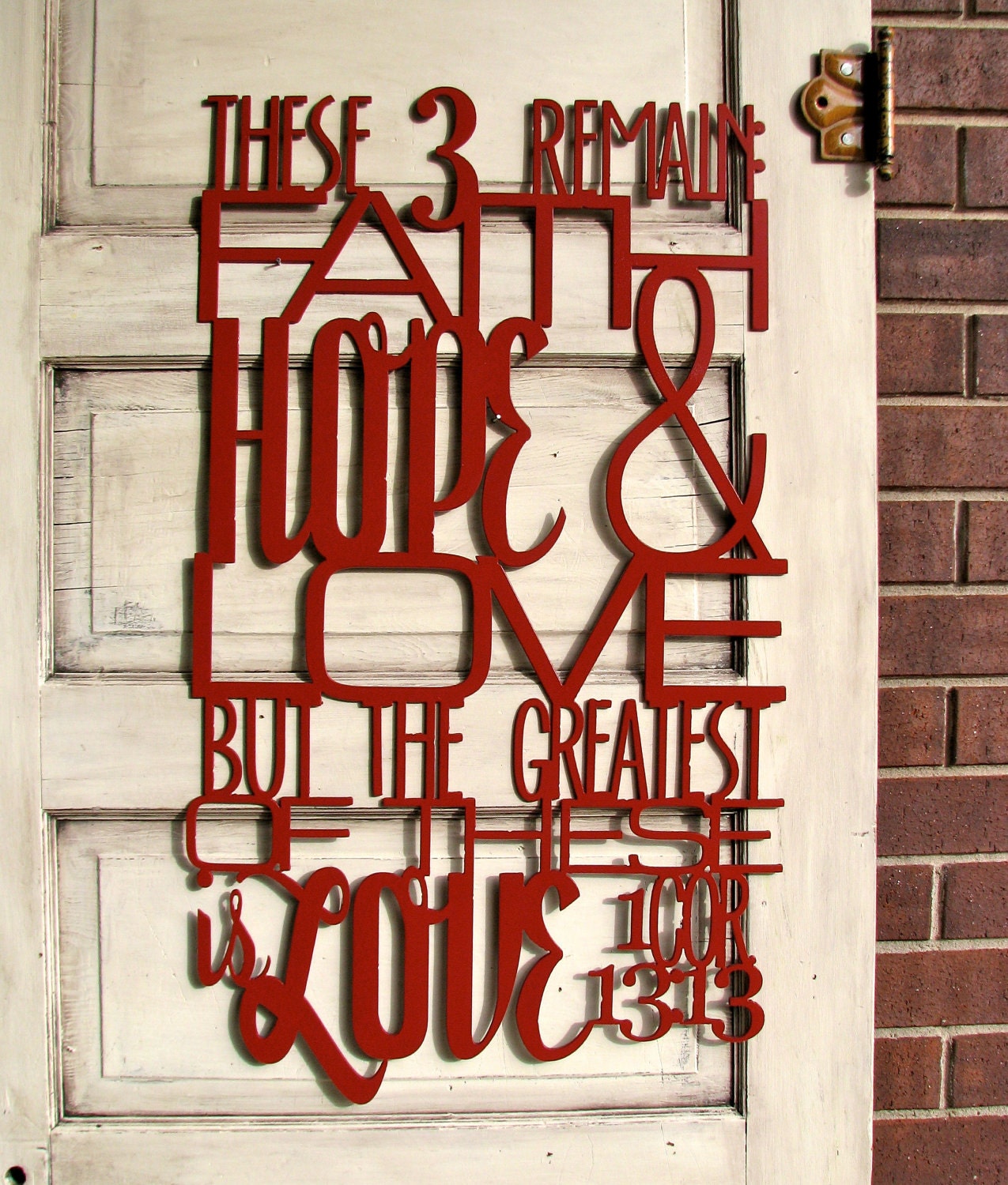 RED Metal Scripture Wall Art 1 Corinthians 1313