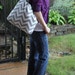 X-LARGE gray and white CHEVRON stripe zigzag Handbag/ Diaper Bag/ Purse/ Tote/ Beach Bag
