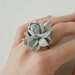 Light grey rose flower leather ring