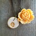 Personalized Initial Necklace with Rose // Your Choice of Letter // Cream, Gold and Peach // Shabby Chic Jewelry
