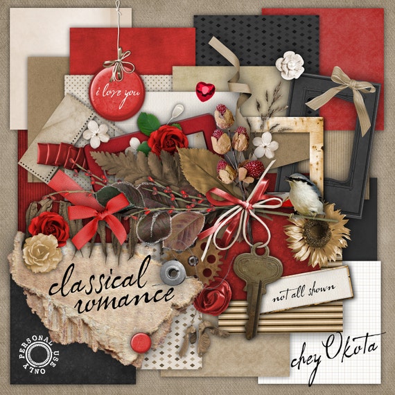 Items similar to Digital Scrapbook Kit Classical Romance over 100