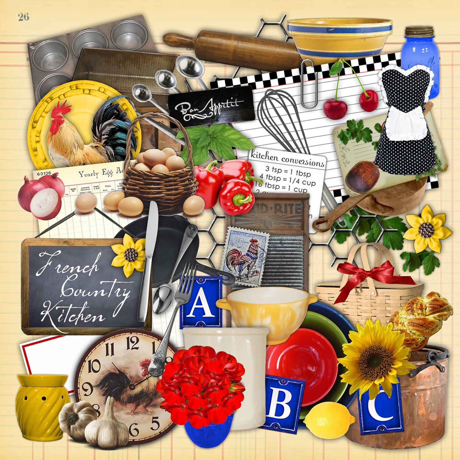 French Country Kitchen Digital Scrapbook Kit